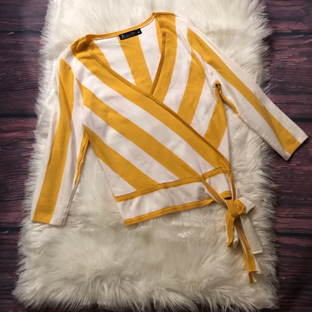 Gold and white striped sweater